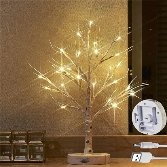 Birch Tree with Timer Battery Operated, USB Plug-in 18IN 24 LED Twig Tree Lights - Picture 1 of 7